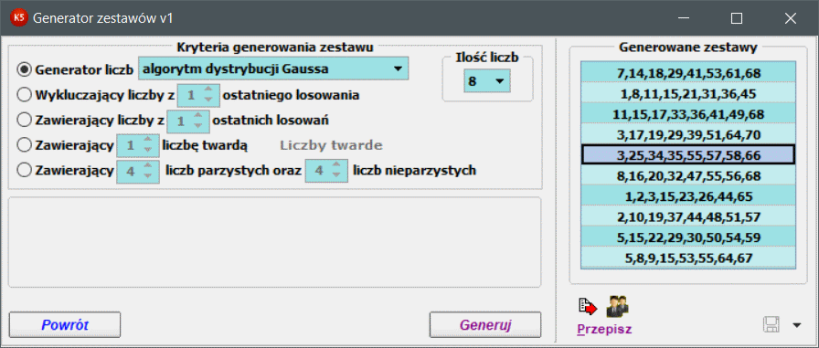 Generator zestawów v1